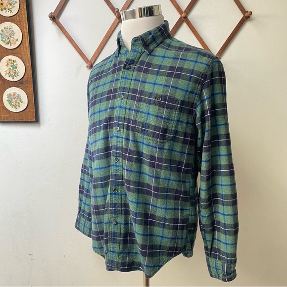 J Crew Wool Flannel Plaid Suede Elbow Patch Oxford Button Up Shirt - Picture 12 of 15